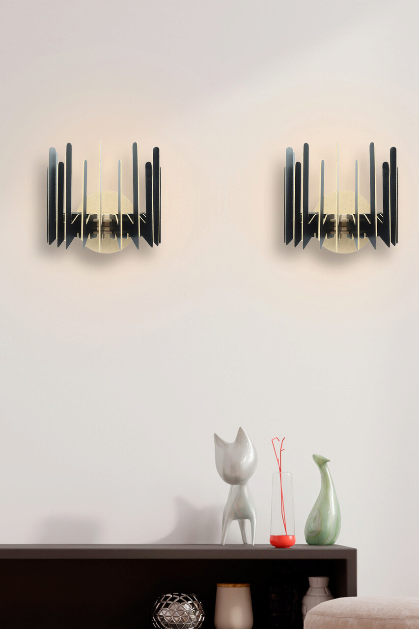 Aplica de perete, Opviq, 390FLH2112, Negru - imagine 3